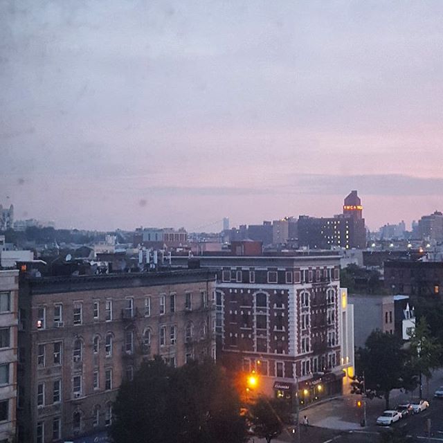I prefer mornings for writing over nights when I'm exhausted from the work day and my thoughts are jumbled. I also love the pastel summer skies of 6am. #nofilter #dawn #harlem #writing #bedroomview #thebrainisthefriedeggimightneed